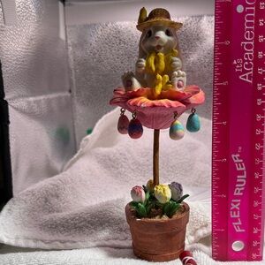 Easter Bunny Floral Hanging Ornament - Pink & Yellow